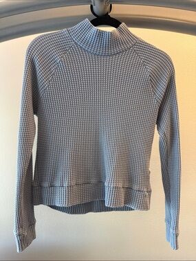 The North Face Pale Blue Waffle-Knit Mock Neck Pullover